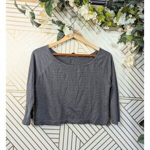 HARD TAIL Women's Cotton Striped Shirt Grey Black Long Sleeve Boxy Fit Size XS